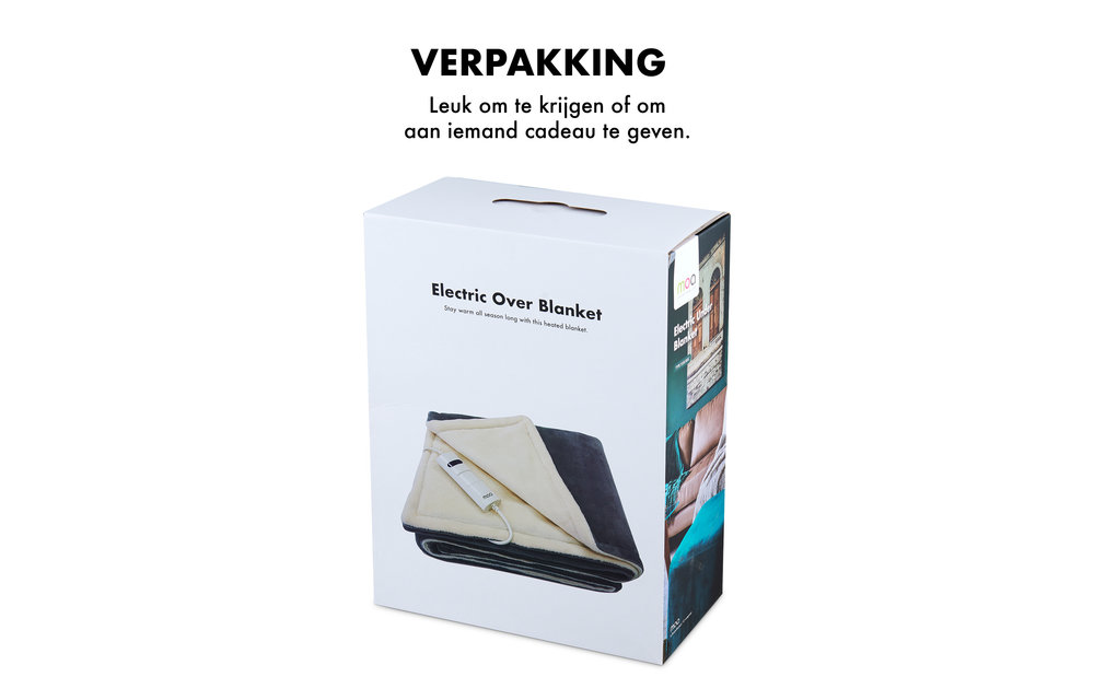 MOA Elektrische bovendeken - 180 x 130 cm - Super zachte flanellen fleece - EOB180C