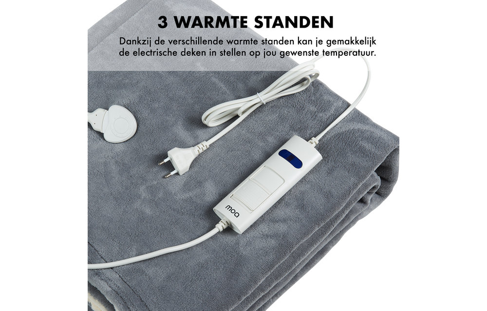 MOA Elektrische bovendeken - 180 x 130 cm - Super zachte flanellen fleece - EOB180C