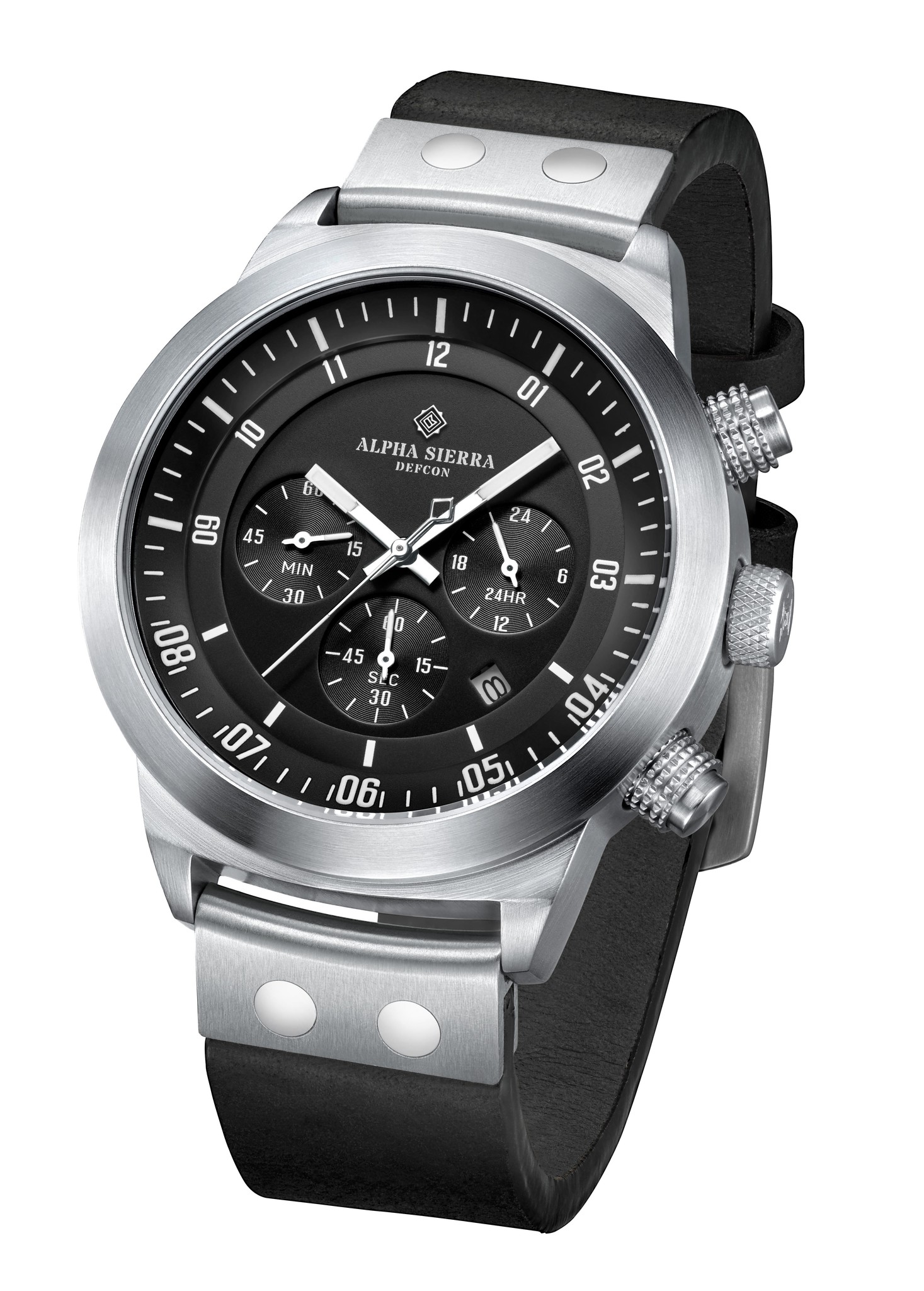 Alpha Sierra - Defcon - LGM30S - Horloge - Leer - 46mm - Zilverkleurig -  Brandfactory'12 B.V.