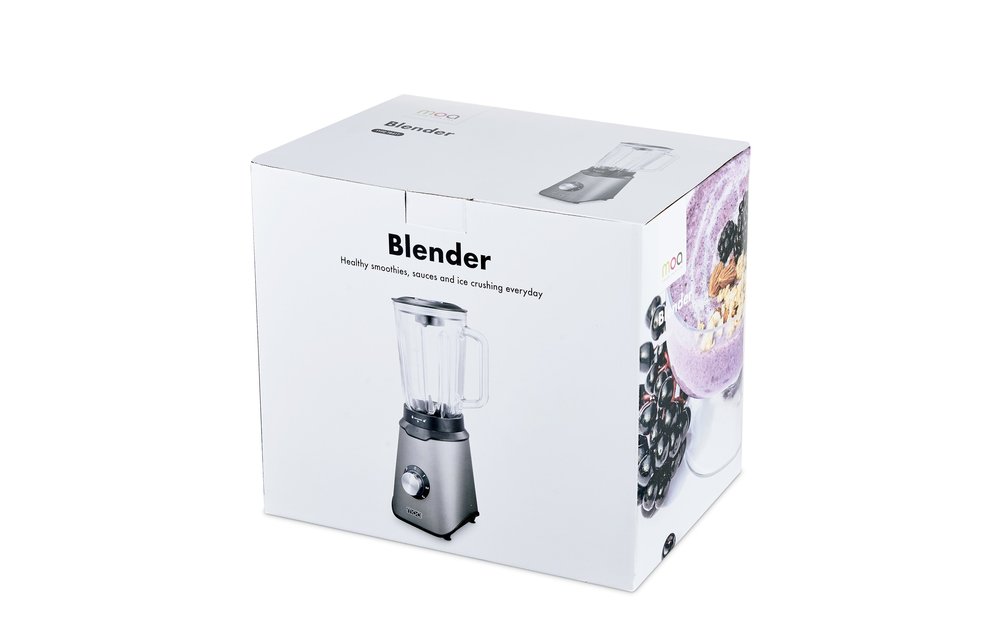MOA TB61T - Blender met glazen kan - 1,5 liter - Grijs - Titanium - 1000 Watt