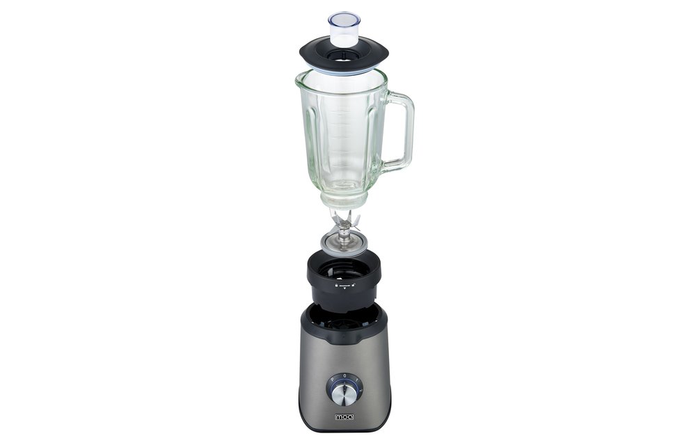 MOA TB61T - Blender met glazen kan - 1,5 liter - Grijs - Titanium - 1000 Watt