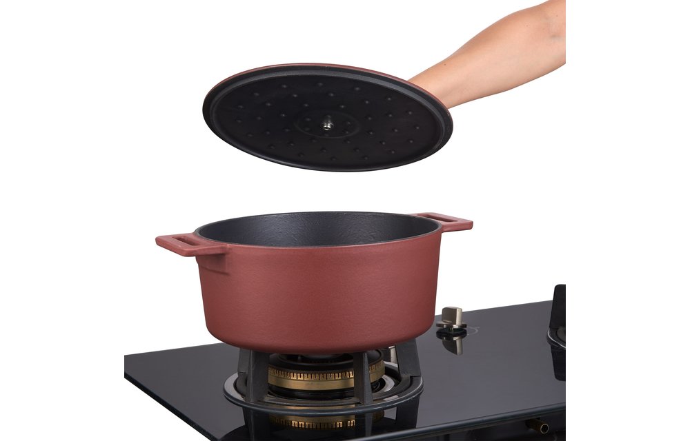 Pre-order MOA Gietijzeren Braadpan - 26CM - Rond - Ook voor inductie - Rood - MC26BR