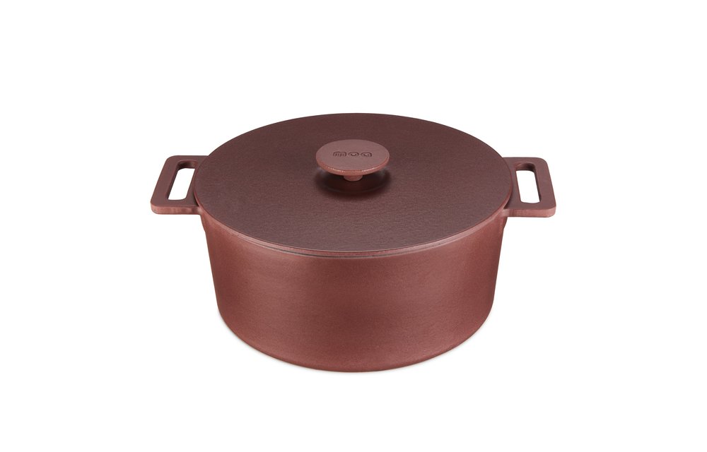MOA Gietijzeren Braadpan - 29CM - Rond - Ook voor inductie - Rood - MC29BR