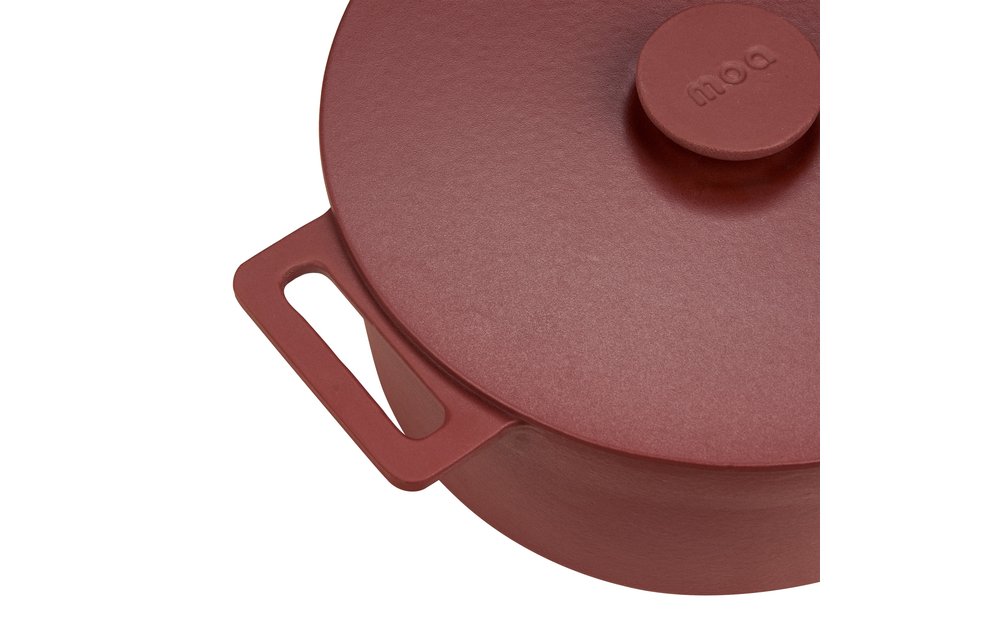 MOA Gietijzeren Braadpan - 29CM - Rond - Ook voor inductie - Rood - MC29BR