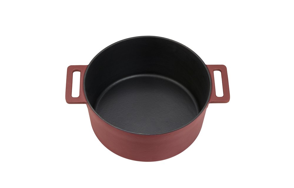 MOA Gietijzeren Braadpan - 29CM - Rond - Ook voor inductie - Rood - MC29BR