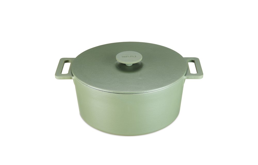 Pre-order MOA Gietijzeren Braadpan - 29CM - Rond - Ook voor inductie - Olijfgroen - MC29OG