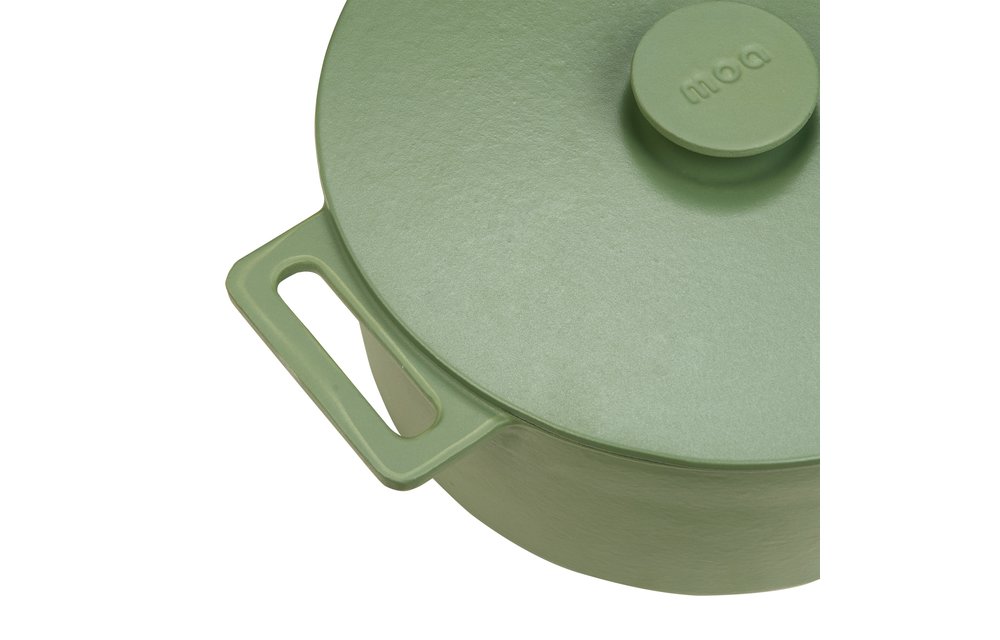 Pre-order MOA Gietijzeren Braadpan - 29CM - Rond - Ook voor inductie - Olijfgroen - MC29OG