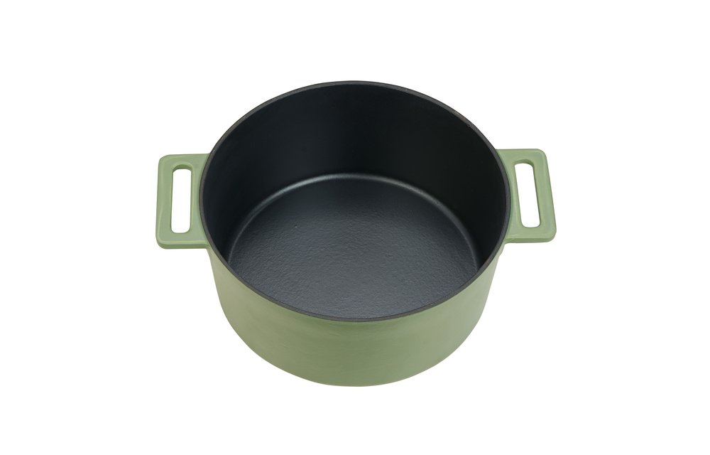 Pre-order MOA Gietijzeren Braadpan - 29CM - Rond - Ook voor inductie - Olijfgroen - MC29OG
