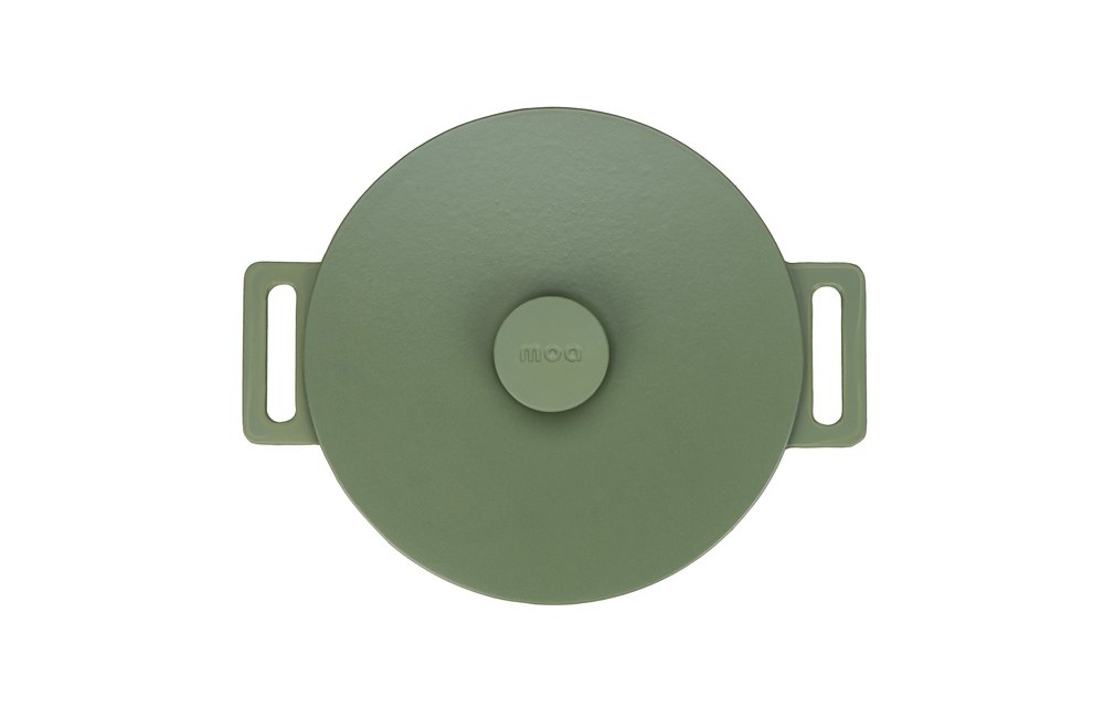 Pre-order MOA Gietijzeren Braadpan - 29CM - Rond - Ook voor inductie - Olijfgroen - MC29OG