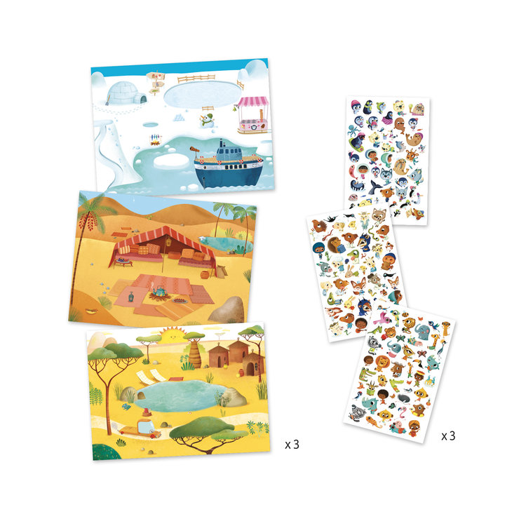 Djeco Djeco krasplaatjes - Savane, woestijn en Noordpool gebied