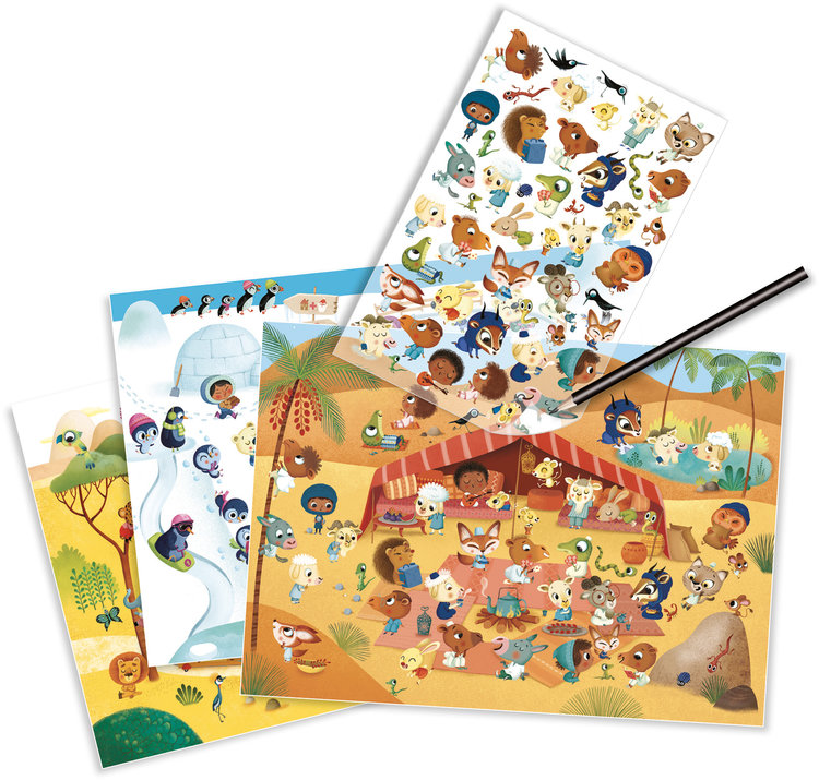 Djeco Djeco krasplaatjes - Savane, woestijn en Noordpool gebied