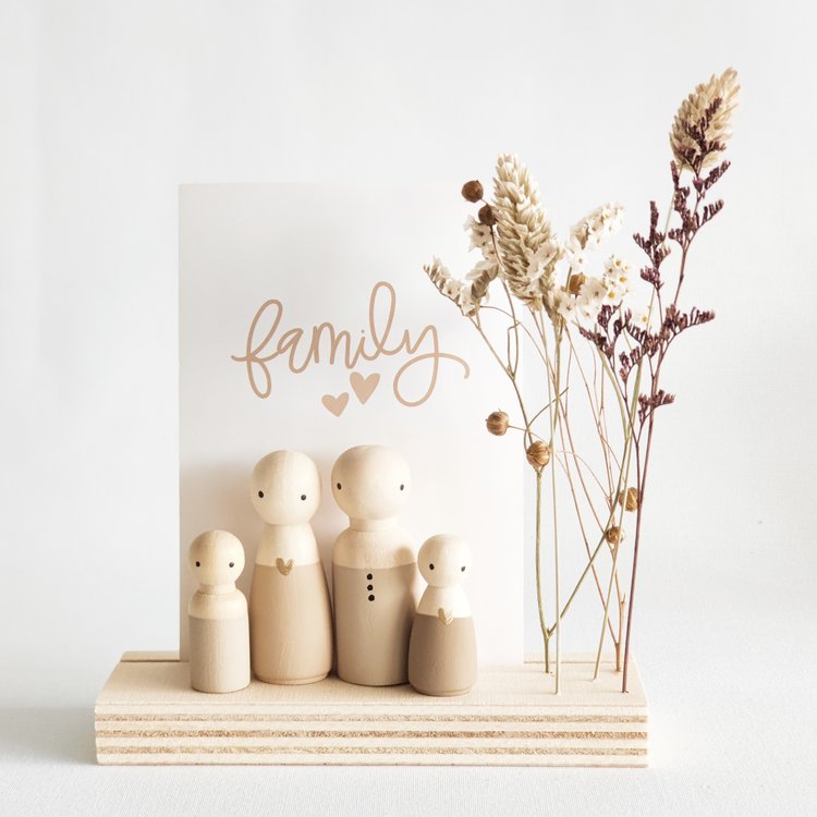 Sweet Petite Jolie Houten standaard met droogbloem en quote - Nature