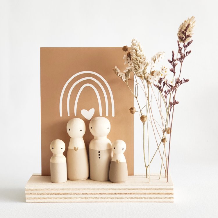 Sweet Petite Jolie Houten standaard met droogbloem en quote - Nature