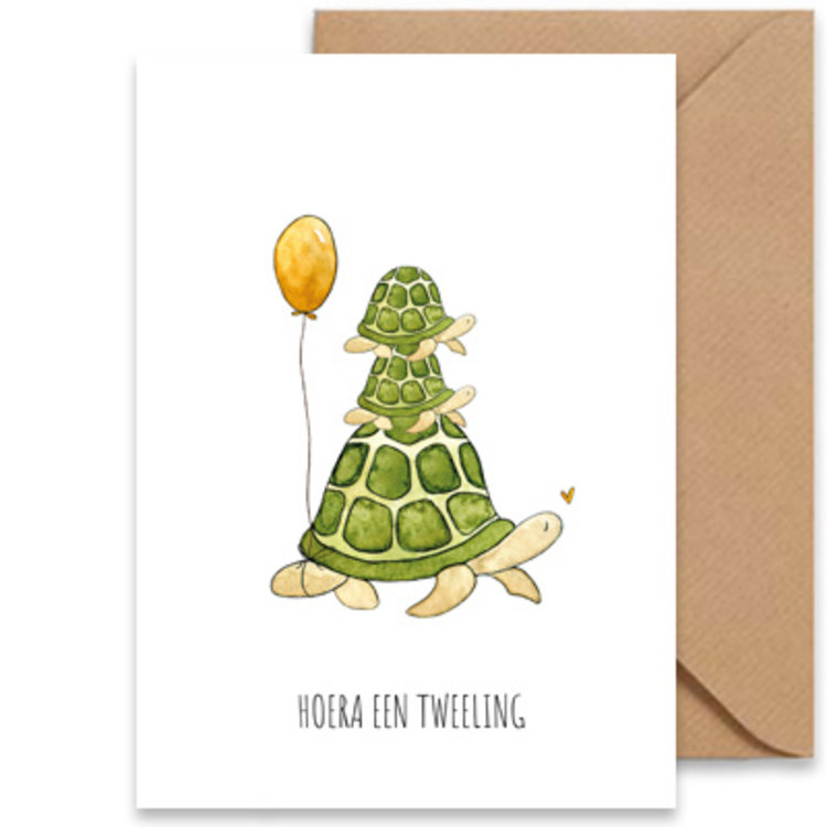 Juulz Kaart - Hoera een tweeling (schildpad)