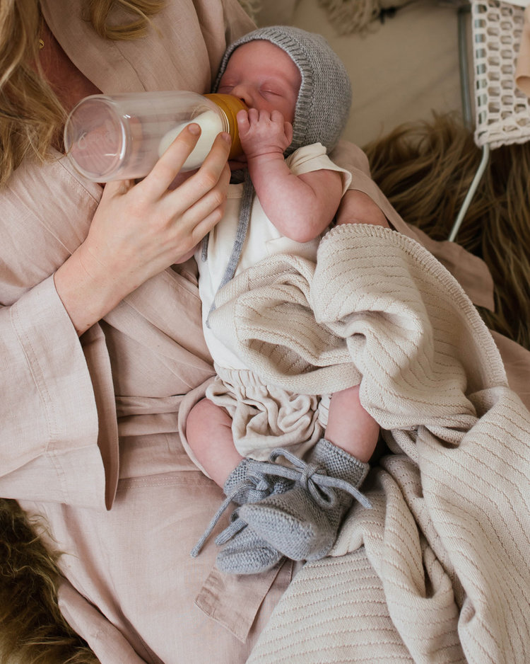 Hvid Booties 0-9M - Grey Melange