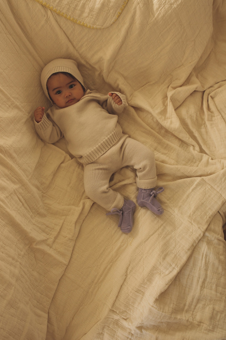 Hvid Booties 0-9M - Lilac