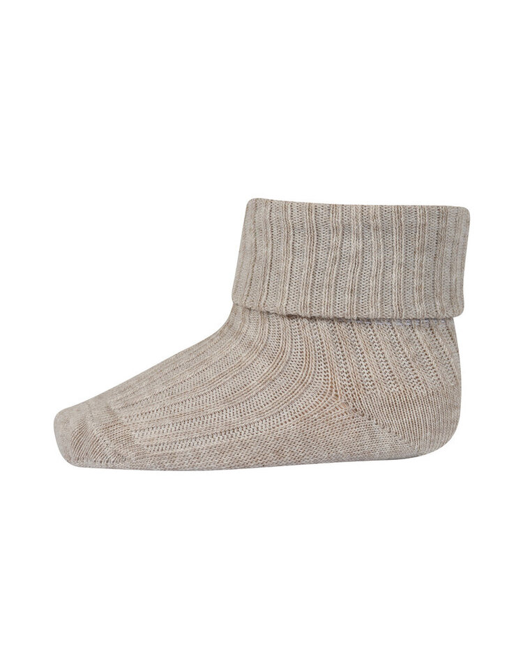 MP Denmark Cotton rib baby socks - 108 - Beige Melange