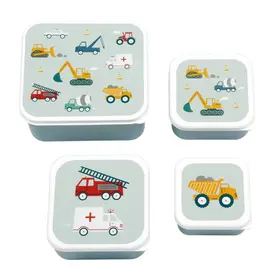 A Little Lovely Company Lunch & snack box set - Voertuigen
