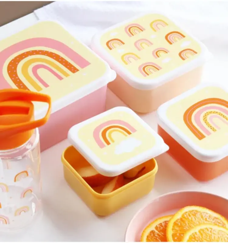 A Little Lovely Company Lunch & snack box set - Regenbogen