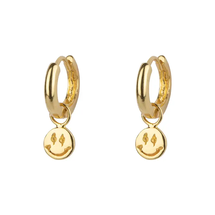Bibi Camille Smiley Small Hoop Earring - Gold Plated