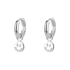 Bibi Camille Smiley Small Hoop Earring - Silver