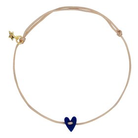 Bibi Camille Heart Rope Bracelet Gold Plated - Cobalt