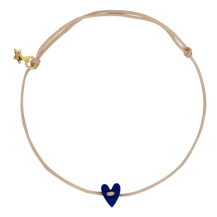 Bibi Camille Heart Rope Bracelet Gold Plated - Cobalt