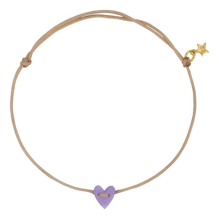 Bibi Camille Heart Rope Bracelet Gold Plated - Lilac