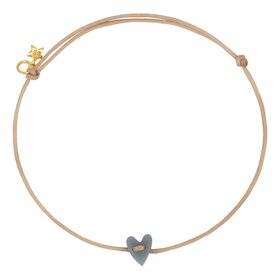 Bibi Camille Heart Rope Bracelet Gold Plated - Grey
