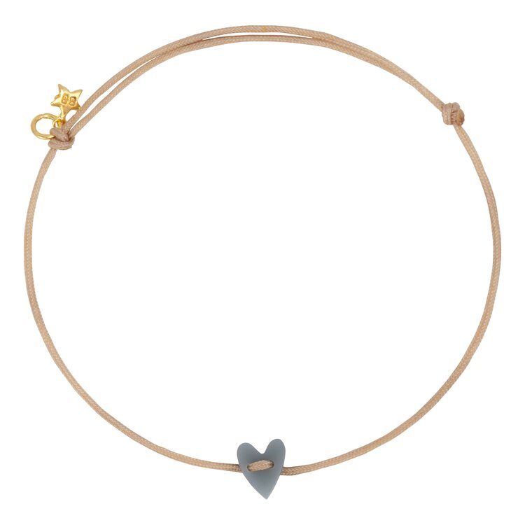 Bibi Camille Heart Rope Bracelet Gold Plated - Grey