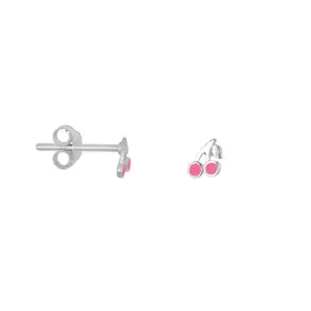 Bibi Camille Mini Cherry Stud Earring - Silver Light Pink