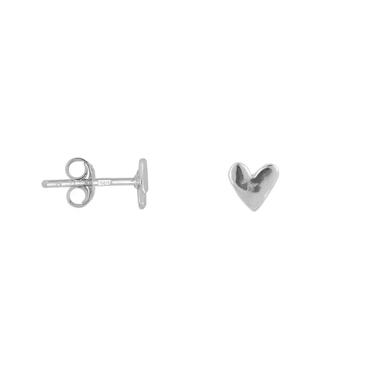 Bibi Camille Mini Heart Stud Earring - Silver