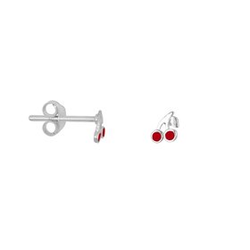 Bibi Camille Mini Cherry Stud Earring - Silver Red
