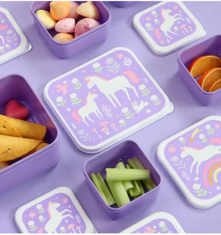 A Little Lovely Company Lunch & snack box set - Unicorn dreams