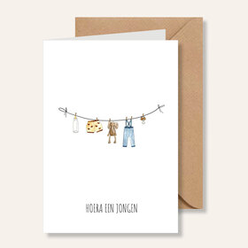 Juulz Kaart - Hoera een jongen (waslijn)
