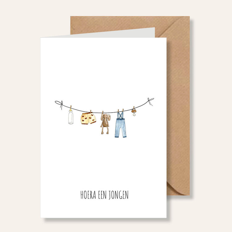 Juulz Kaart - Hoera een jongen (waslijn)