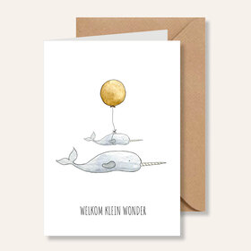 Juulz Kaart - Welkom klein wonder (walvis grijs)