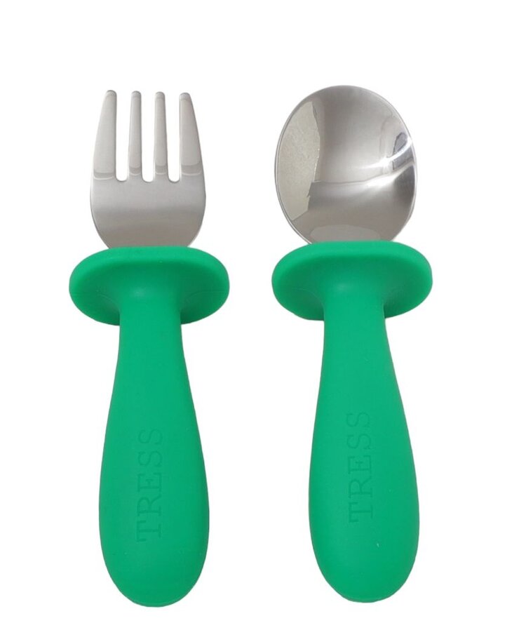 Tress happy tableware The spoon & fork - bright green