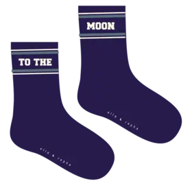 Elle and Rapha TO THE MOON socks - blue