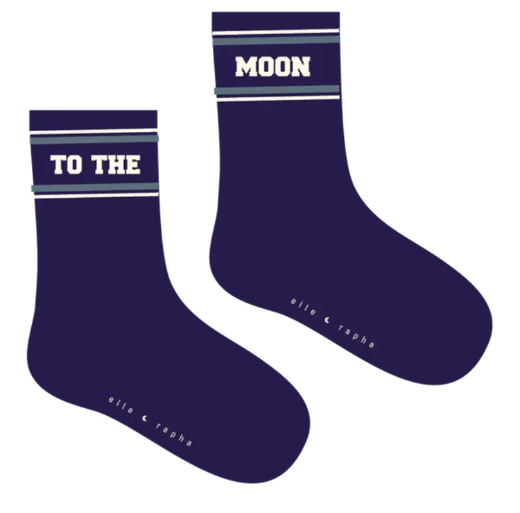 Elle and Rapha TO THE MOON socks - blue