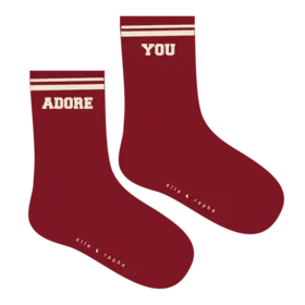 Elle and Rapha ADORE YOU socks