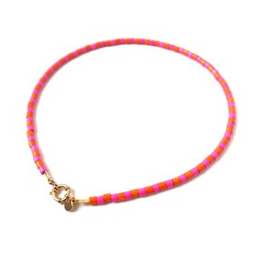 LOVEissue Necklace stripe orange pink - Square yellow smiley