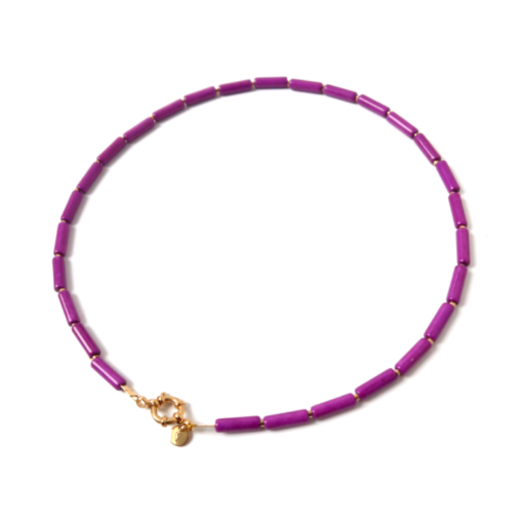 LOVEissue Necklace tube purple - smiley gold