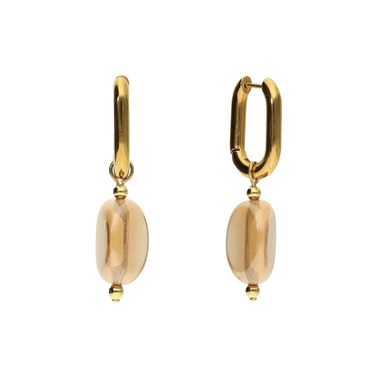 Camps&Camps Glass Bead Earrings - Golden Shadow driehoek