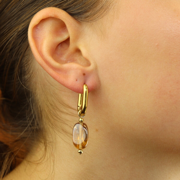 Camps&Camps Glass Bead Earrings - Golden Shadow driehoek