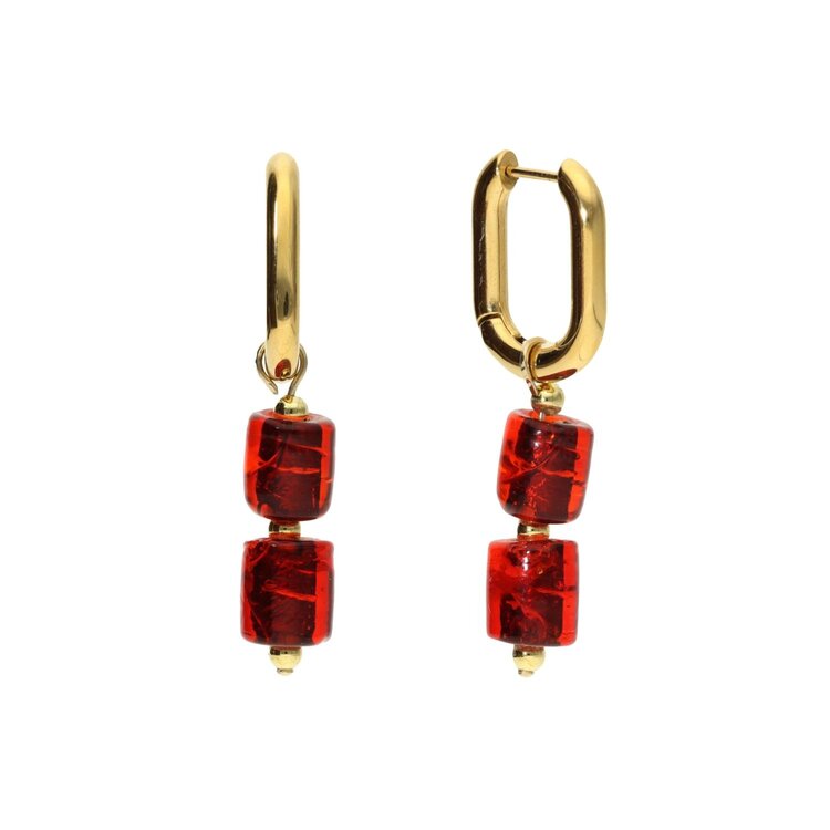 Camps&Camps Glass Bead Earrings - Siam Dubbel