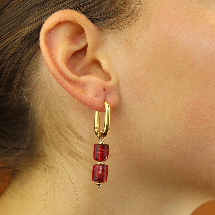 Camps&Camps Glass Bead Earrings - Siam Dubbel