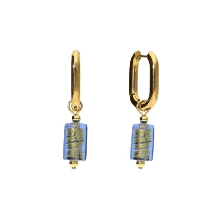 Camps&Camps Glass Bead Earrings - Sapphire rond