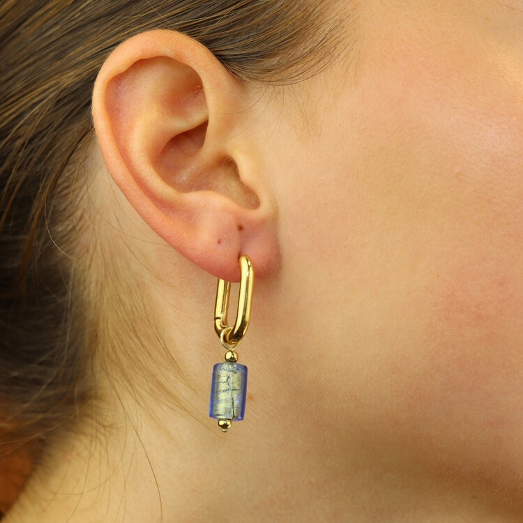Camps&Camps Glass Bead Earrings - Sapphire rond