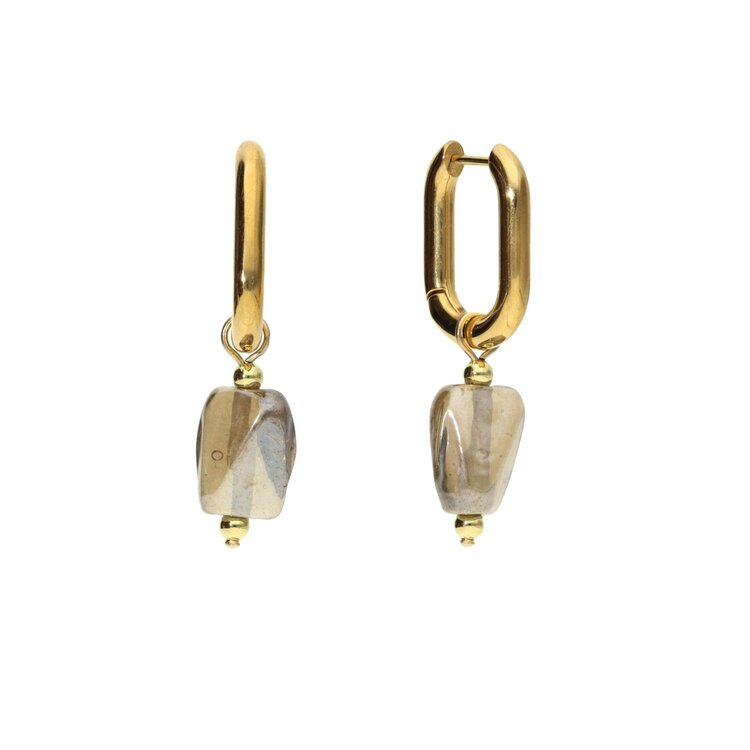 Camps&Camps Glass Bead Earrings - Black diamond Ovaal